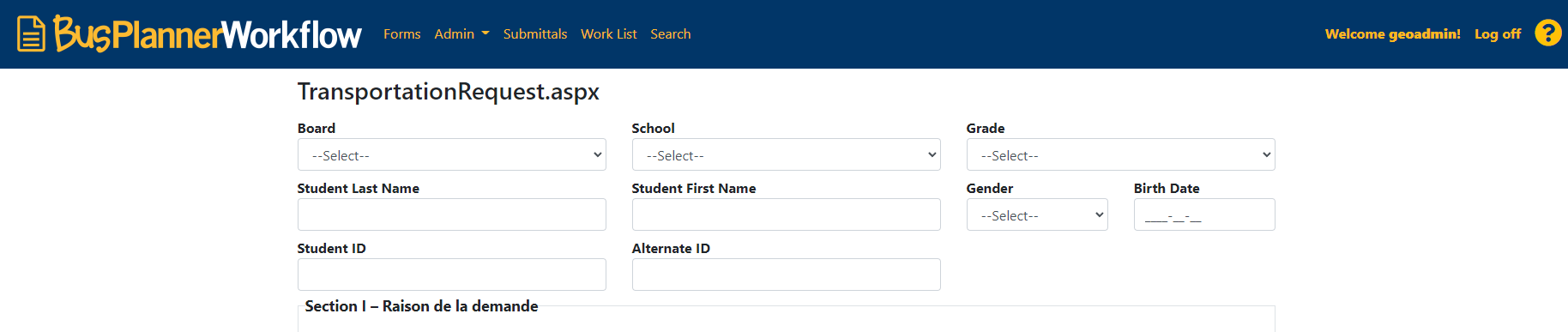 Parent Portal - Online Forms and Requests - Form